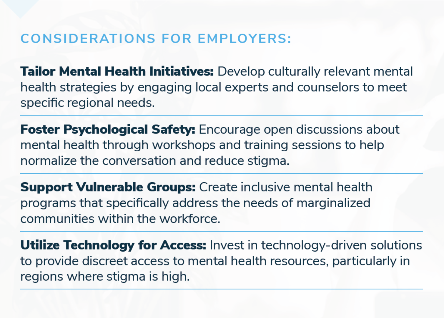 Mental Health Considerations for Employers