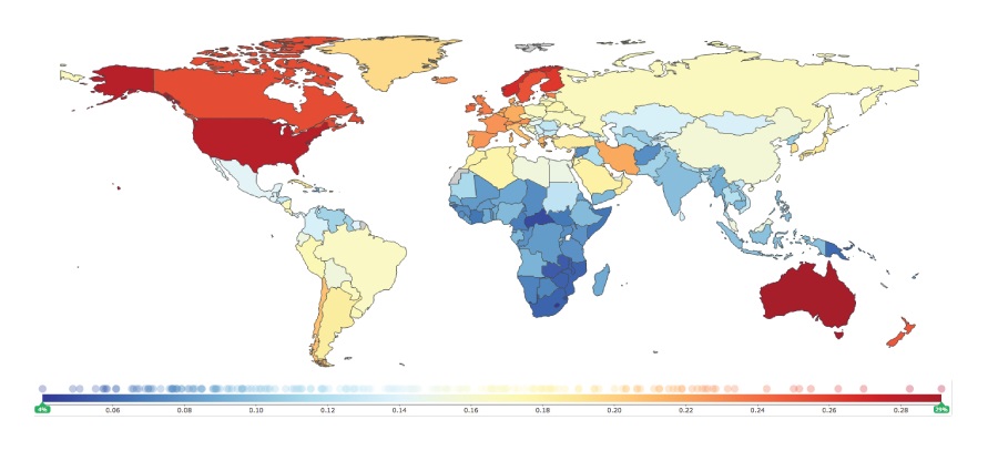 Mental Health Disorders as a Percent of Total Health Burden for Working Age Population (ages 15-49)